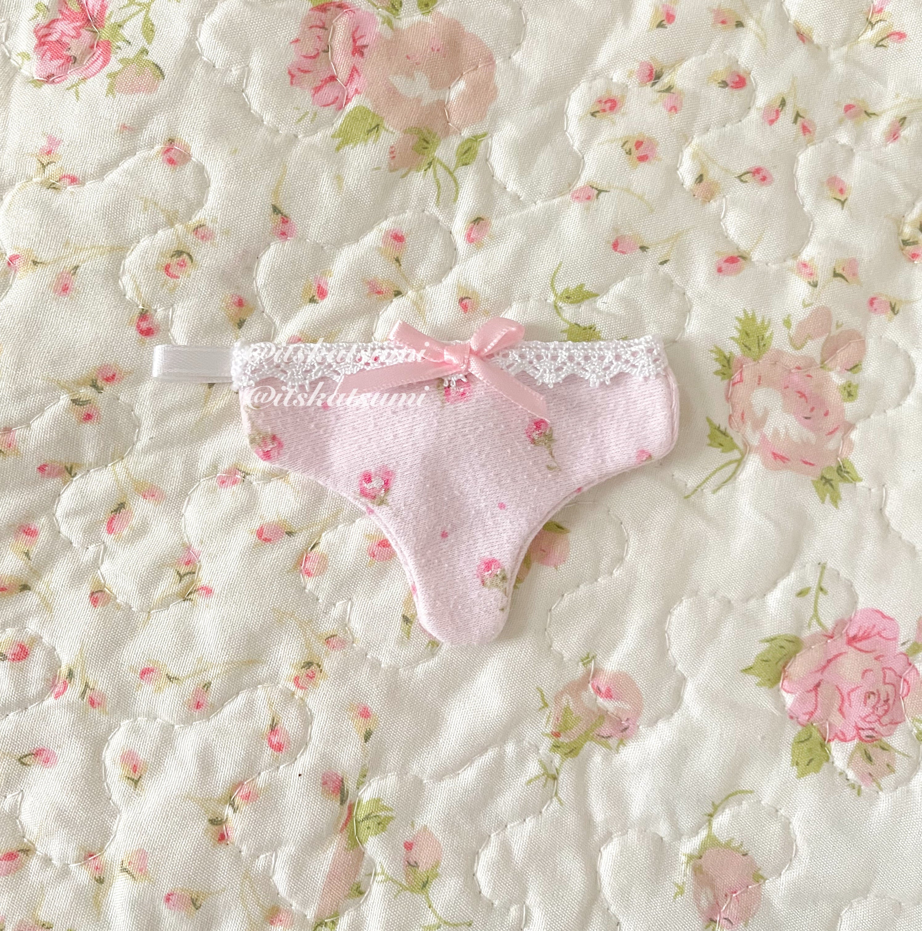 Pink Floral Panty / Underwear Keychain