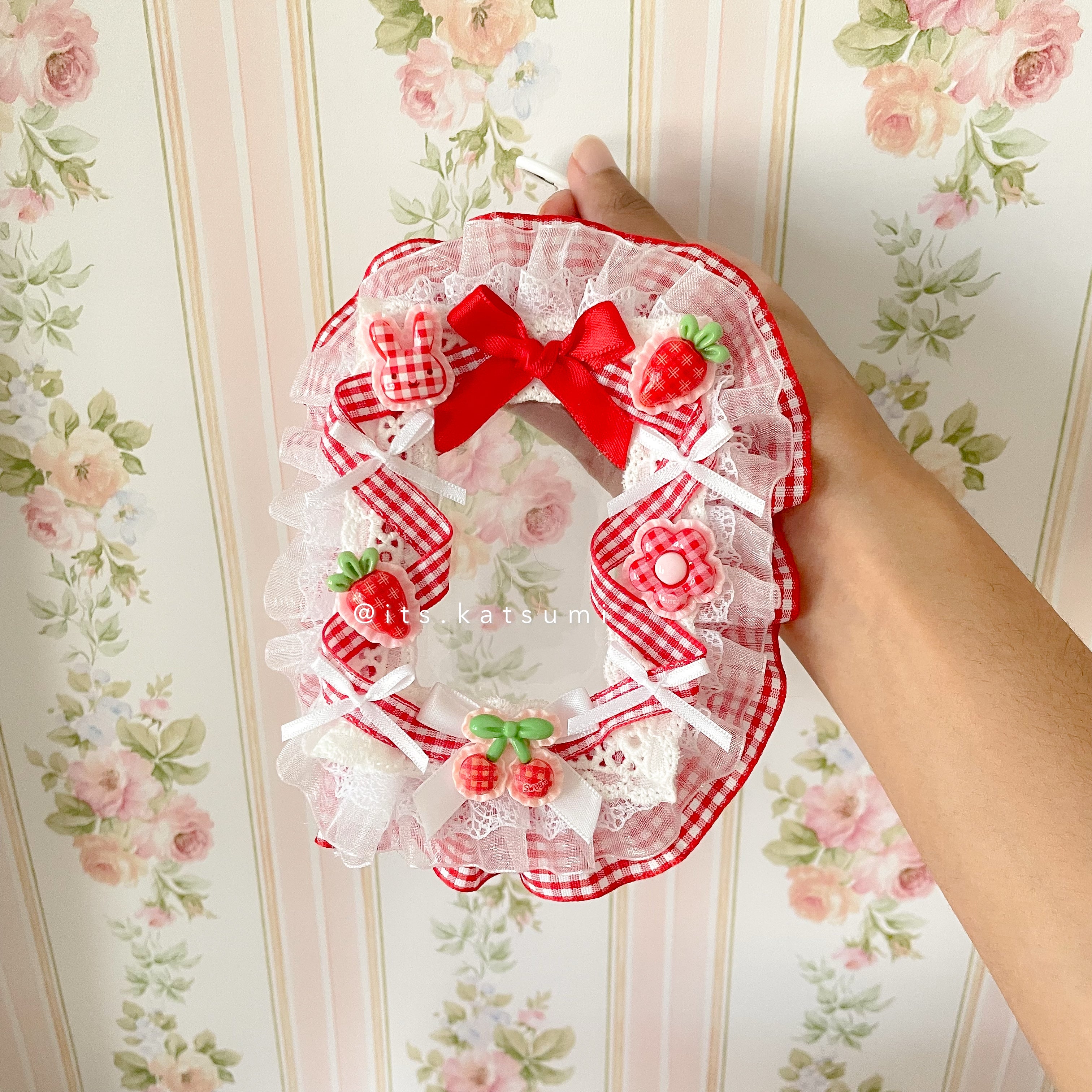 Kawaii Red Lace Trinket Pouch ♡ Handmade Mini Storage Bag for Calico Critters, Sonny Angels, Smiski, Mini Figures & Collectibles