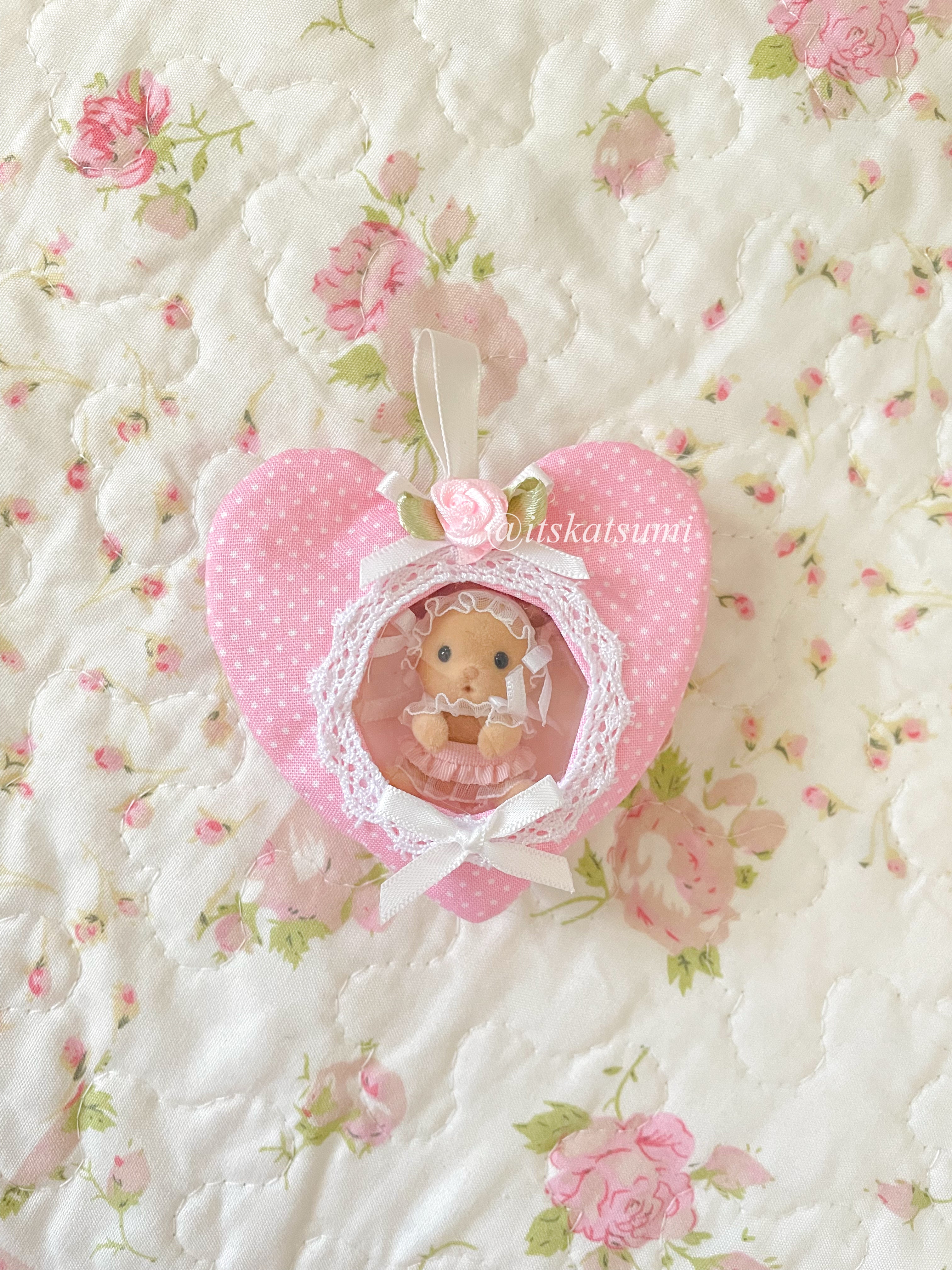 Pink Polkadot Heart Trinket Zipper Keychain Pouch