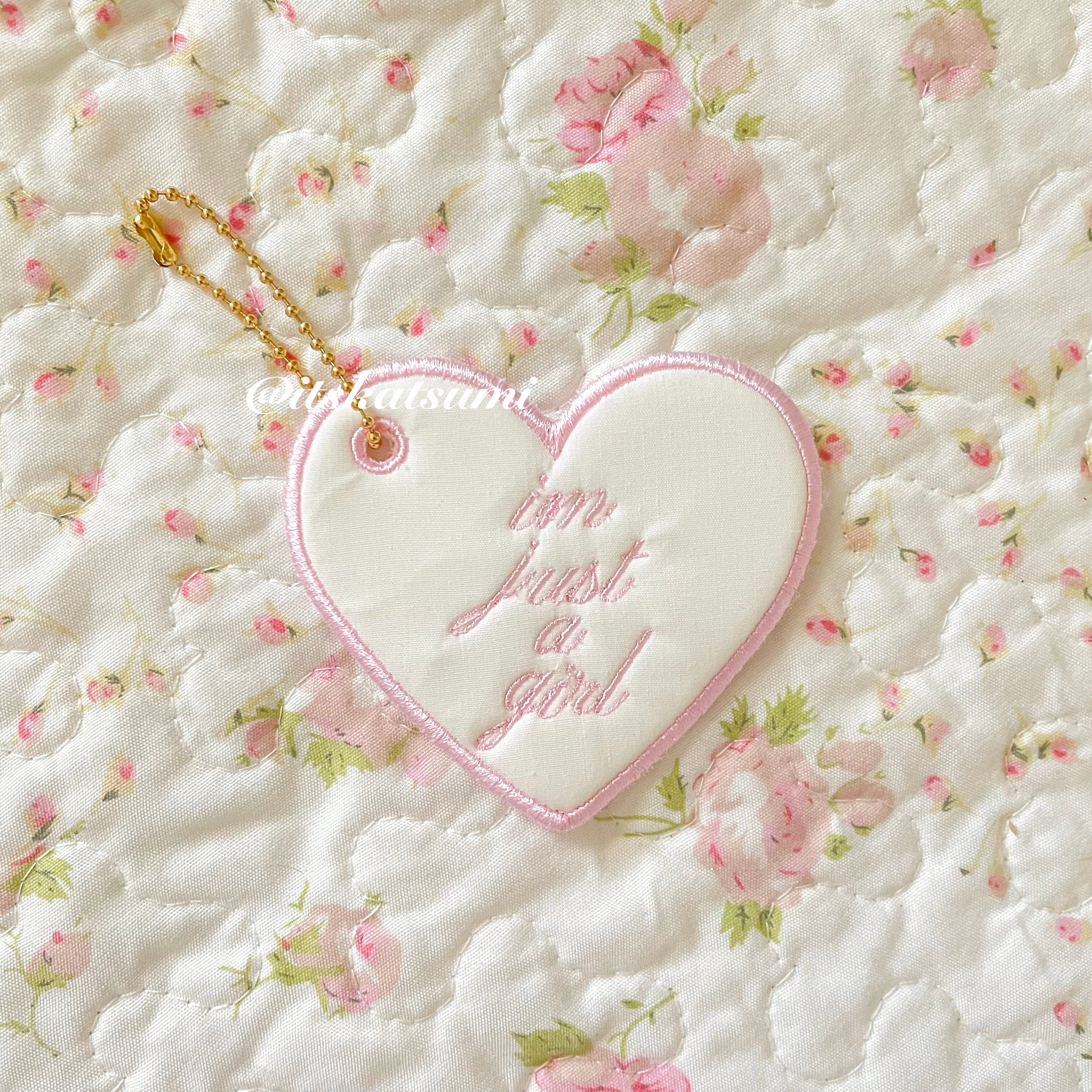 “i’m just a girl” Heart Bag Charm / Keychain