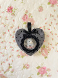 Gray/ Black Polkadot Heart Trinket Zipper Keychain Pouch