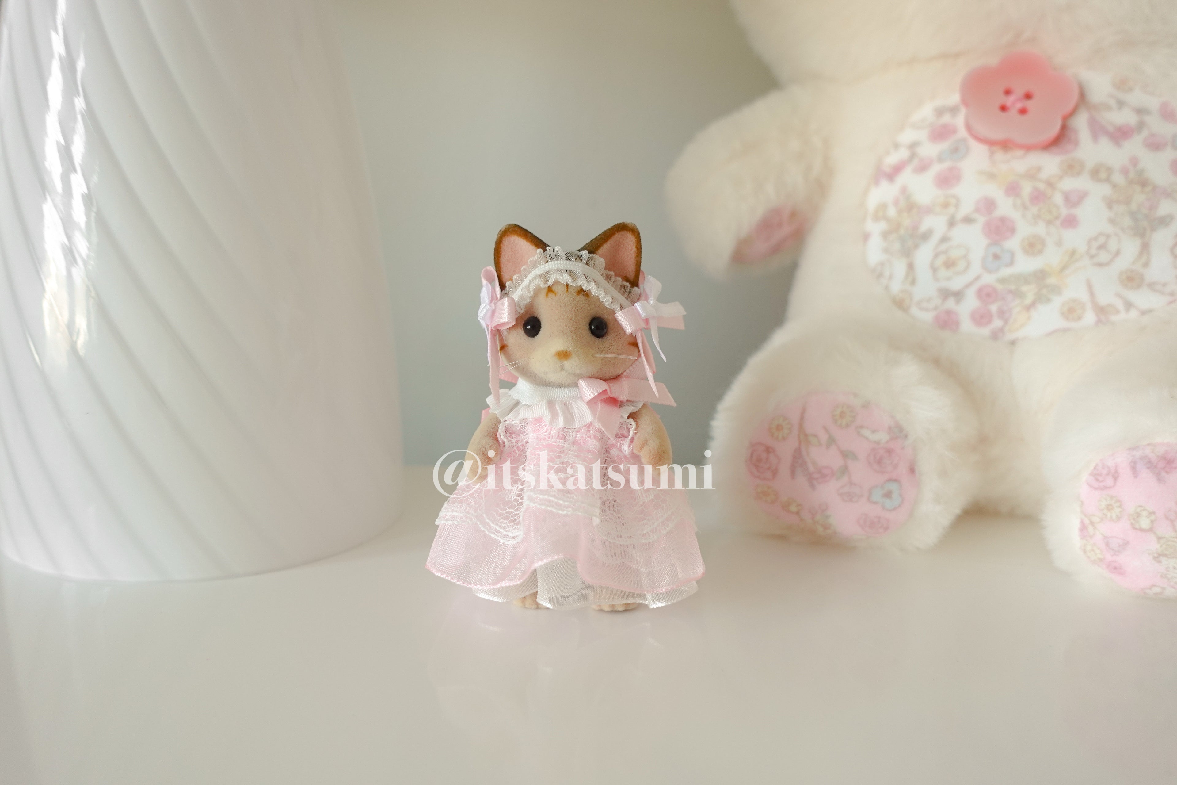 Real Calico Critter / Sylvanian Families ♡ Adult Brown Sandy Cat in a Kawaii Lolita Dress