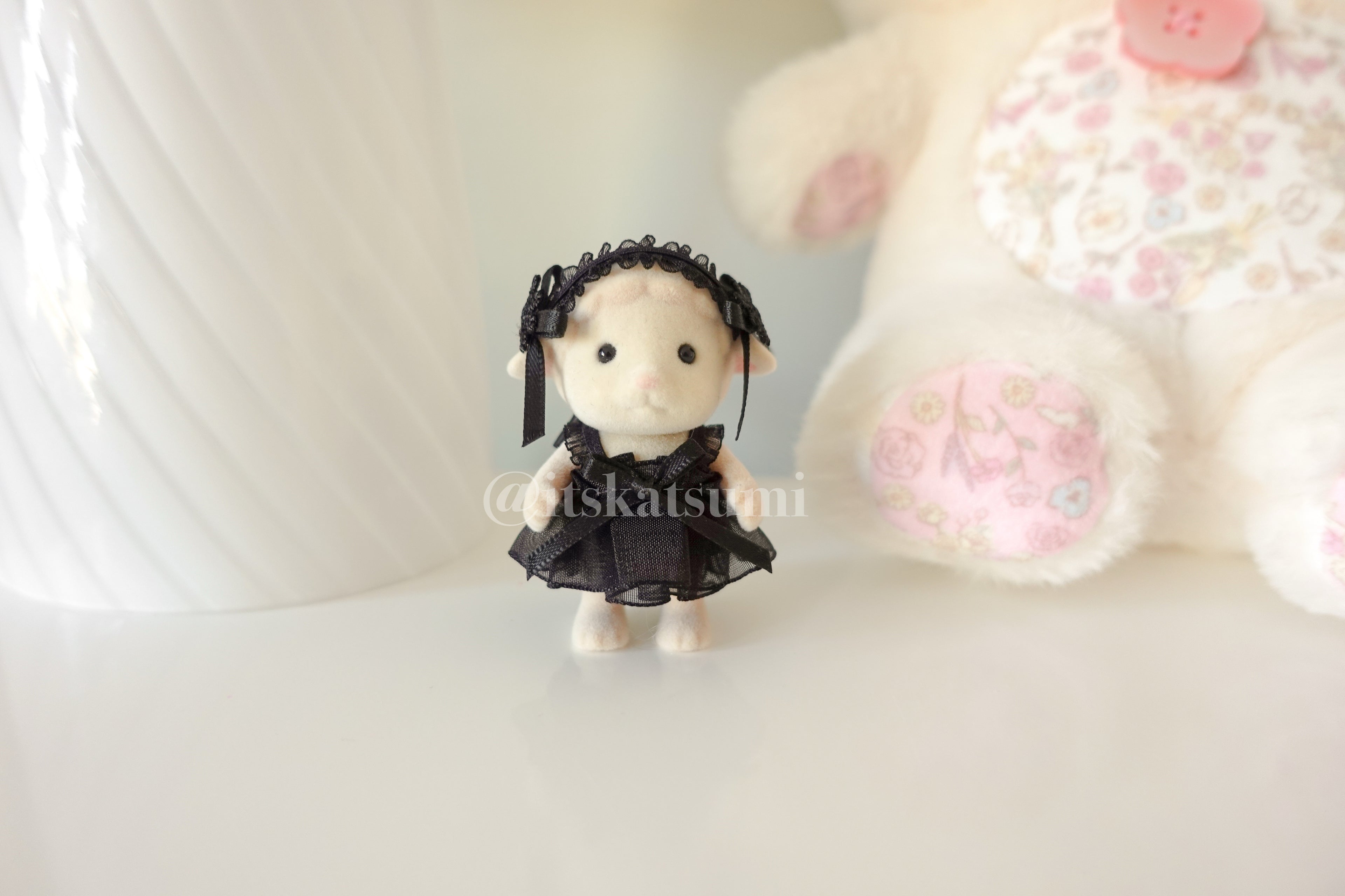 Real Calico Critter / Sylvanian Families ♡ Child Lamb in a Kawaii Black Dress