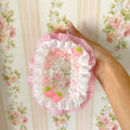 Kawaii Pink Strawberry Lace Trinket Pouch ♡ Handmade Mini Storage Bag for Calico Critters, Sonny Angels, Smiski, Mini Figures & Collectibles