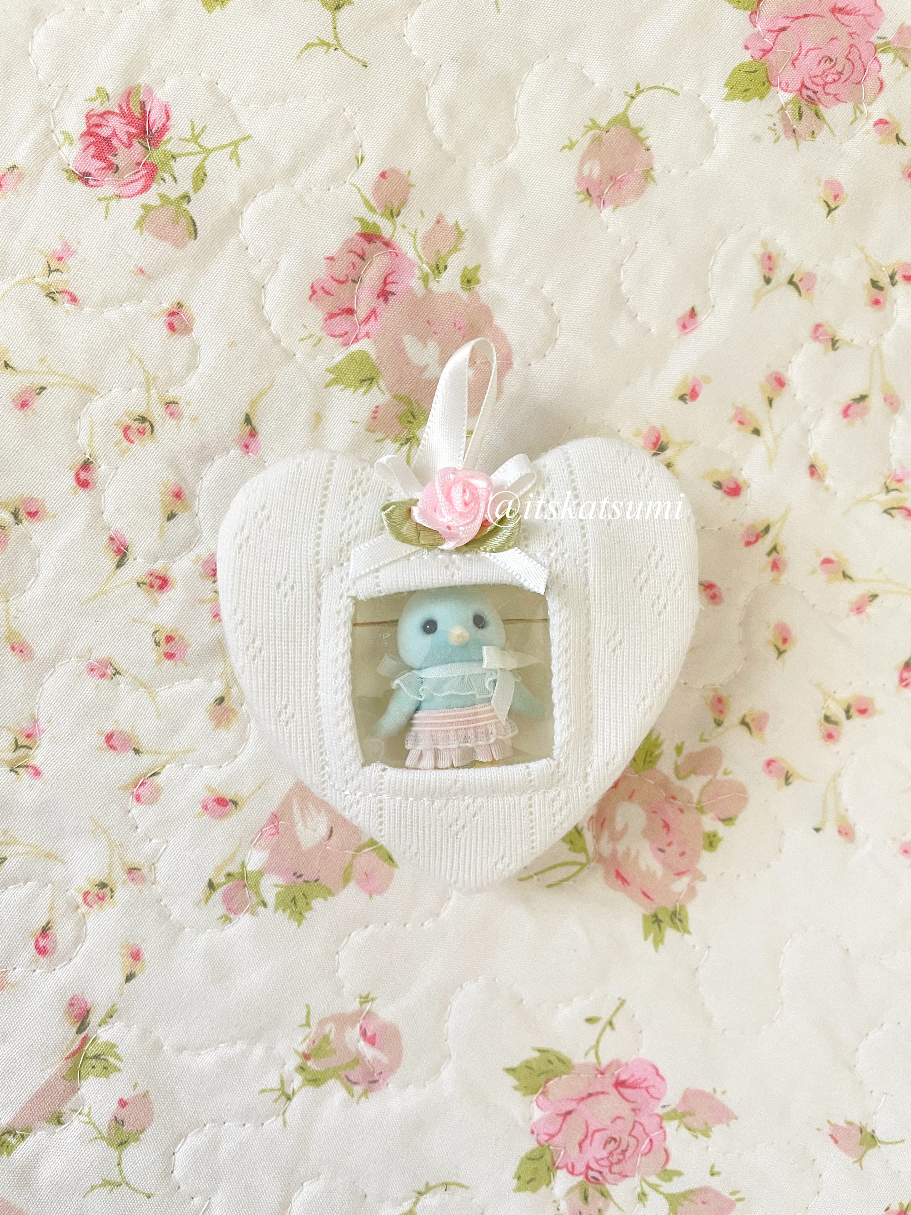 Pointelle Heart Trinket Zipper Keychain Pouch